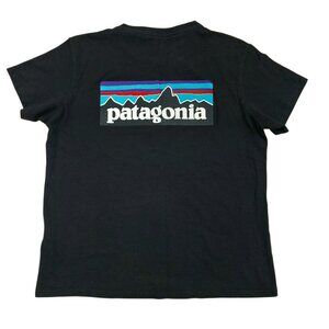 Patagonia T-Shirt Kids Medium Black Cotton Blend Breathable Soft Fabric Outdoors